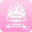 Picture of Pink Power Face Painting Stencil (1067) - Flaming Race Car