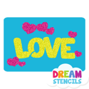 Picture of Love Word with Hearts Glitter Tattoo Stencil - HP-114 (5pc pack)