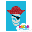 Picture of Pirate Skull Glitter Tattoo Stencil - HP-134 (5pc pack)
