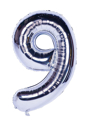 Picture of 40'' Foil Balloon Shape Number 9 - Silver (1pc)